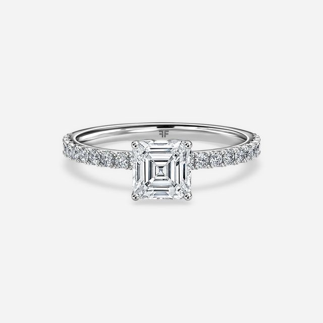 Jennifer Platinum Plain Band Bridal Set Engagement Ring