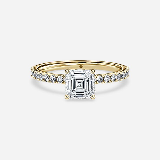 Jennifer Yellow Gold Plain Band Bridal Set Engagement Ring
