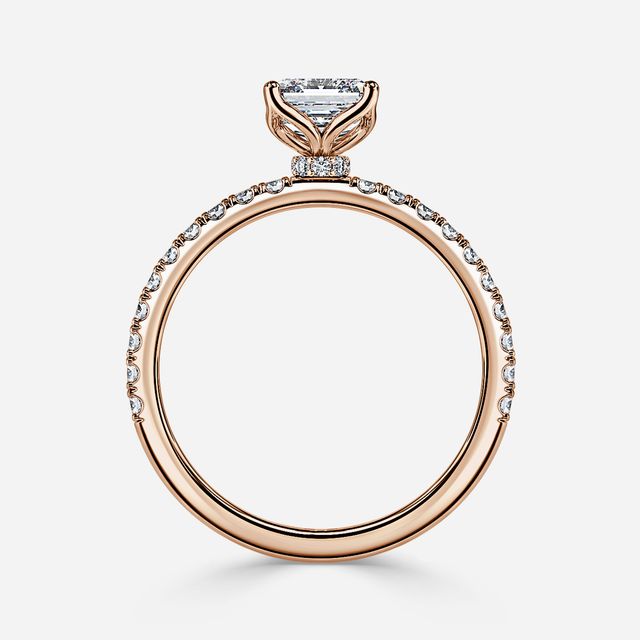 Jennifer Rose Gold Pavé Band Bridal Set Engagement Ring