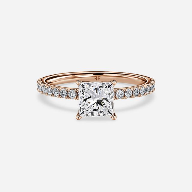 Jennifer Rose Gold Plain Band Bridal Set Engagement Ring
