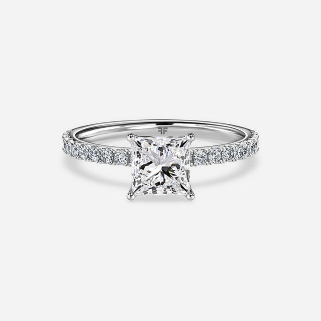 Jennifer White Gold Plain Band Bridal Set Engagement Ring