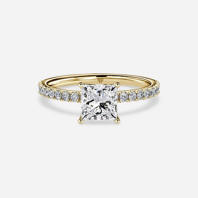 Jennifer Yellow Gold Plain Band Bridal Set Engagement Ring