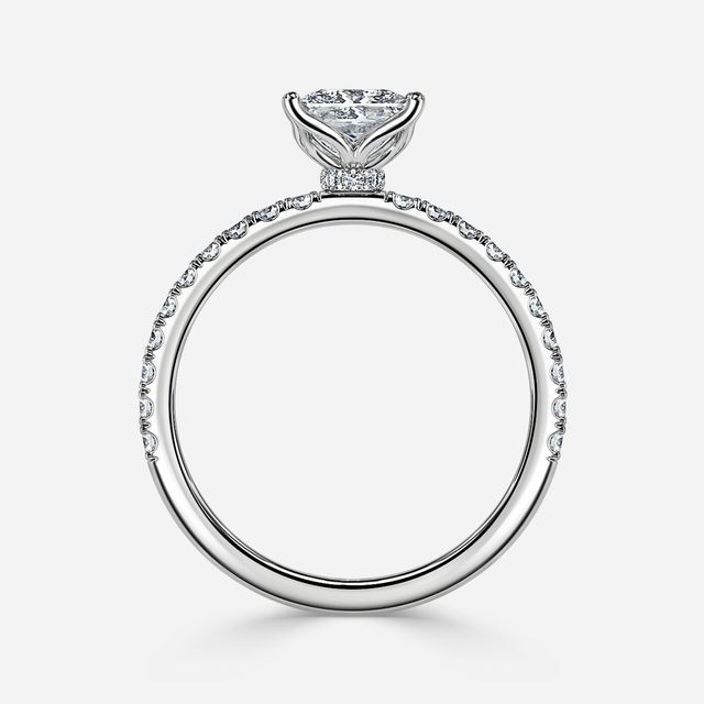 Jennifer White Gold Plain Band Bridal Set Engagement Ring