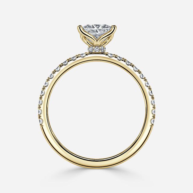 Jennifer Yellow Gold Plain Band Bridal Set Engagement Ring