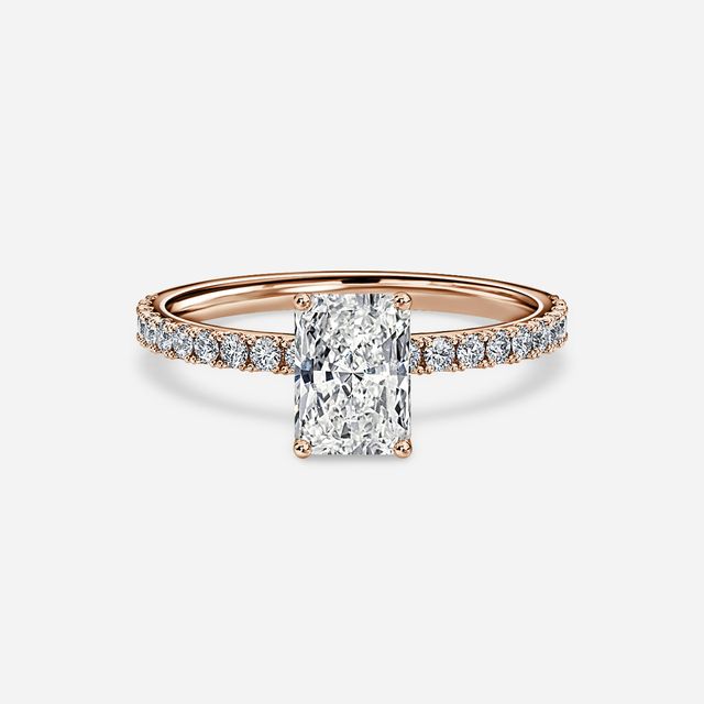Jennifer Rose Gold Pavé Band Bridal Set Engagement Ring