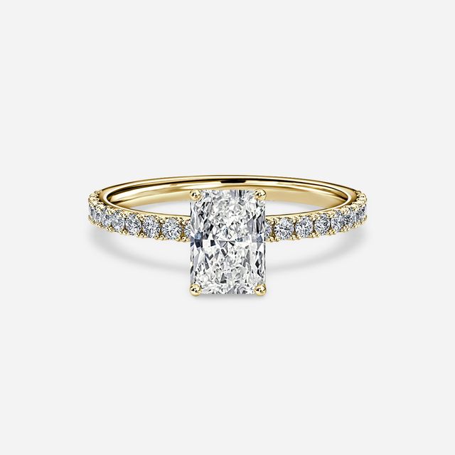 Jennifer Yellow Gold Plain Band Bridal Set Engagement Ring