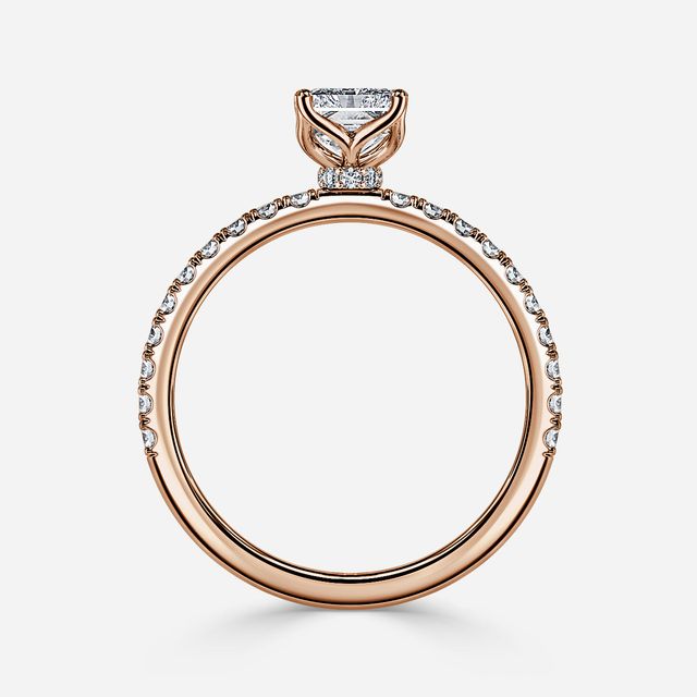 Jennifer Rose Gold Pavé Band Bridal Set Engagement Ring