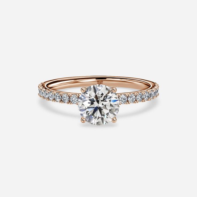 Jennifer Rose Gold Plain Band Bridal Set Engagement Ring
