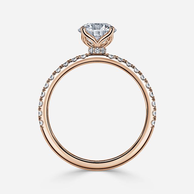 Jennifer Rose Gold Plain Band Bridal Set Engagement Ring