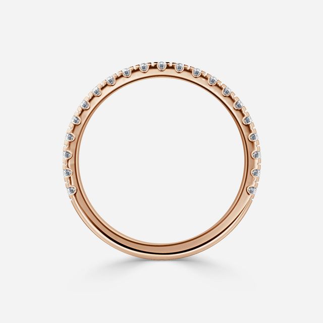 Jennifer Rose Gold Pavé Band Bridal Set Engagement Ring