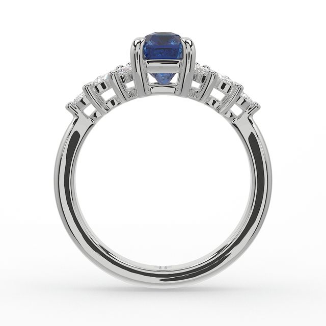 1.00ct Lab Grown Radiant Blue Sapphire Anastasia Platinum Cluster Engagement Ring
