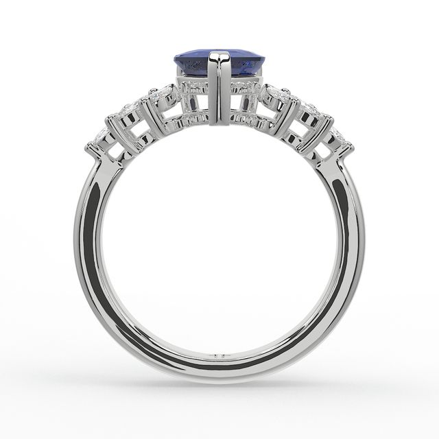 1.00ct Lab Grown Heart Blue Sapphire Anastasia White Gold Cluster Engagement Ring