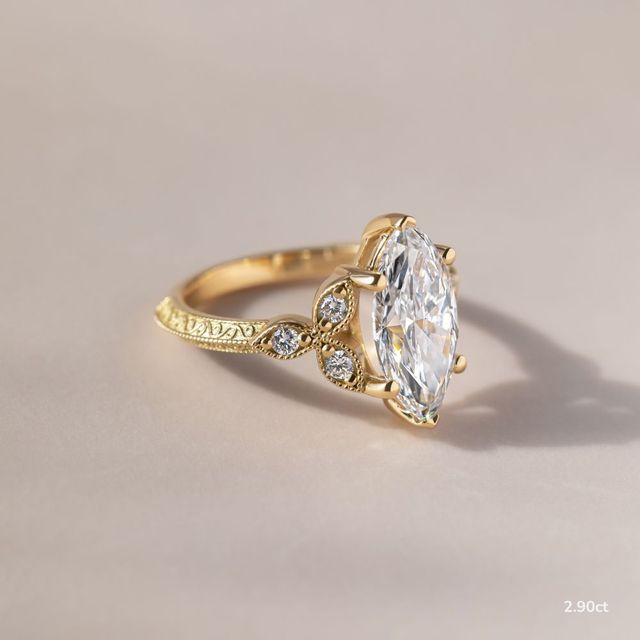 Feis Yellow Gold Grain Set Vintage Engagement Ring