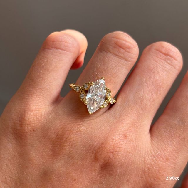 Feis Yellow Gold Grain Set Flower Engagement Ring