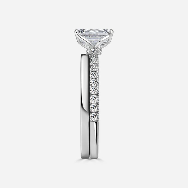 Jennifer Platinum Plain Band Bridal Set Engagement Ring