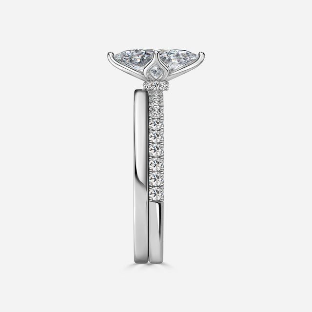 Jennifer White Gold Plain Band Bridal Set Engagement Ring