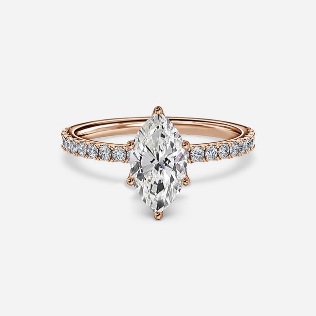Jennifer Rose Gold Plain Band Bridal Set Engagement Ring
