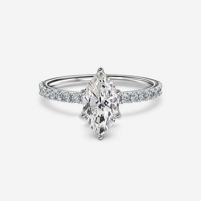 Jennifer White Gold Plain Band Bridal Set Engagement Ring
