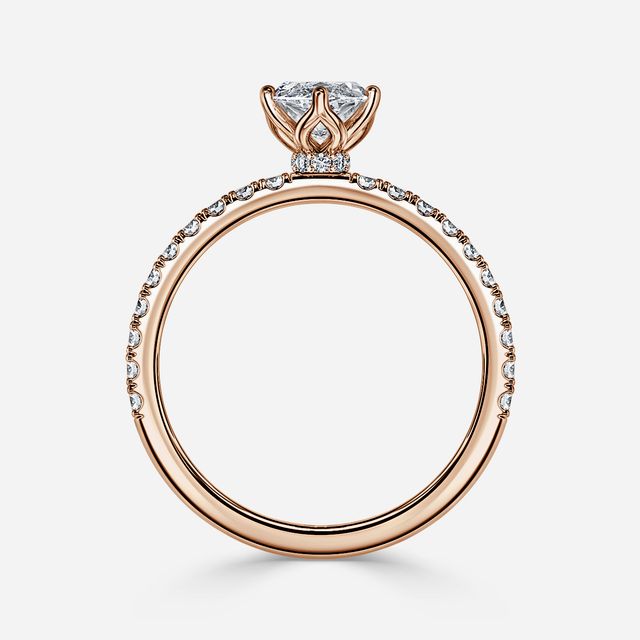 Jennifer Rose Gold Plain Band Bridal Set Engagement Ring
