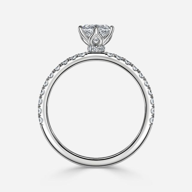 Jennifer White Gold Plain Band Bridal Set Engagement Ring