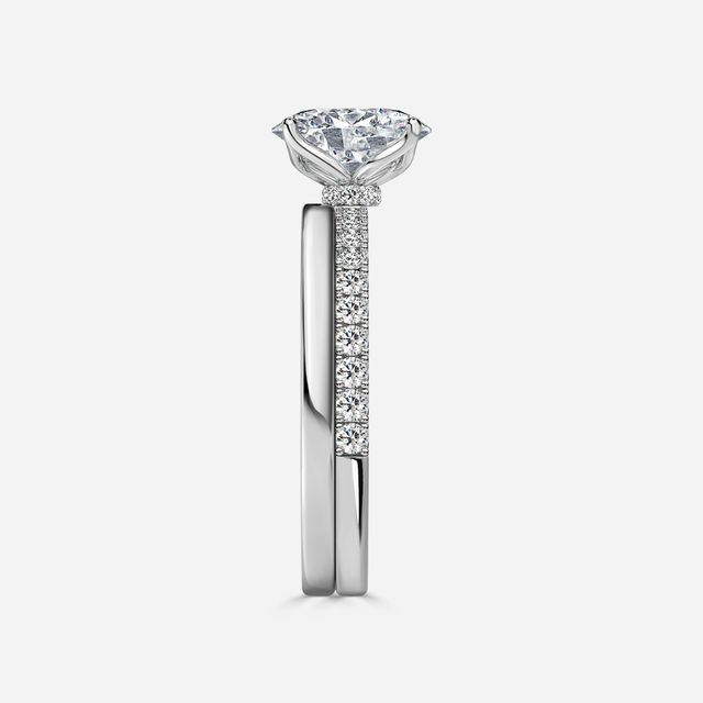 Jennifer Platinum Plain Band Bridal Set Engagement Ring