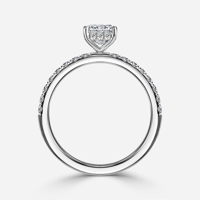 Kate Platinum Pave Band Hidden Halo Engagement Ring