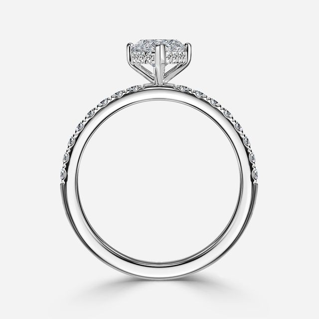 Kate Platinum Pave Band Hidden Halo Engagement Ring