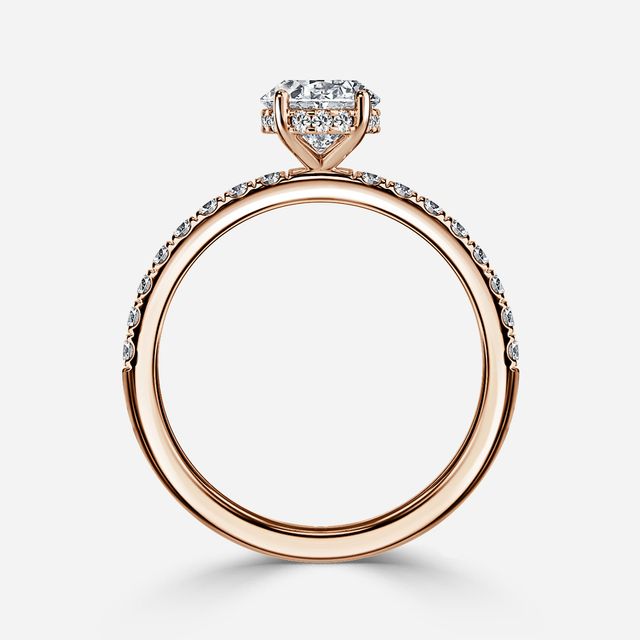 Kate Rose Gold Pave Band Hidden Halo Engagement Ring