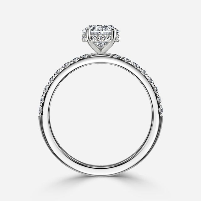Kate Platinum Pave Band Hidden Halo Engagement Ring
