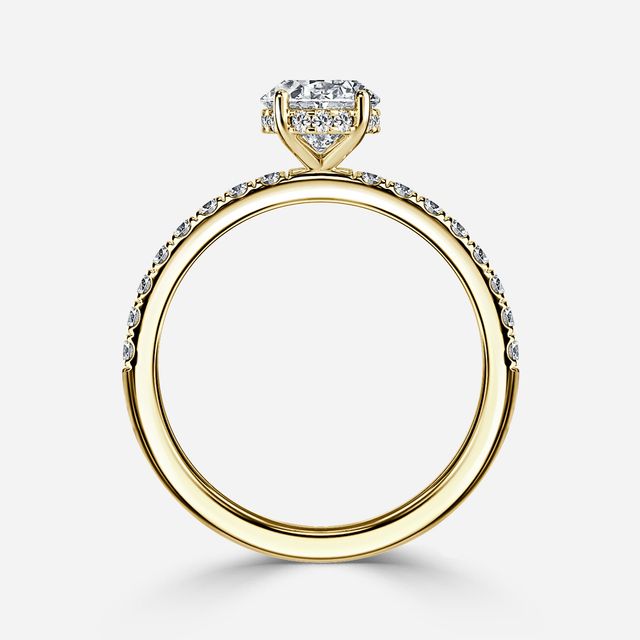 Kate Yellow Gold Pave Band Hidden Halo Engagement Ring