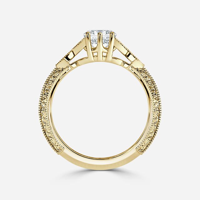 Feis Yellow Gold Grain Set Vintage Engagement Ring