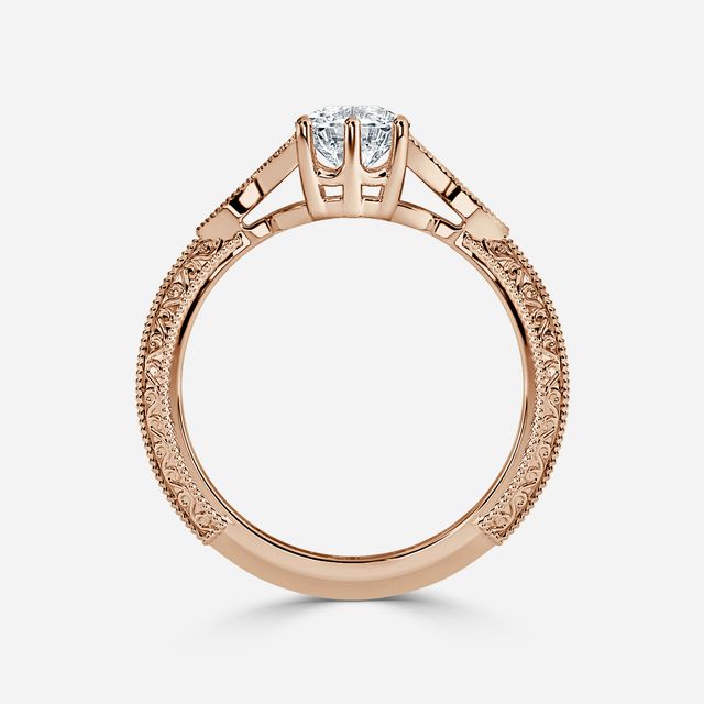 Feis Rose Gold Grain Set Flower Engagement Ring