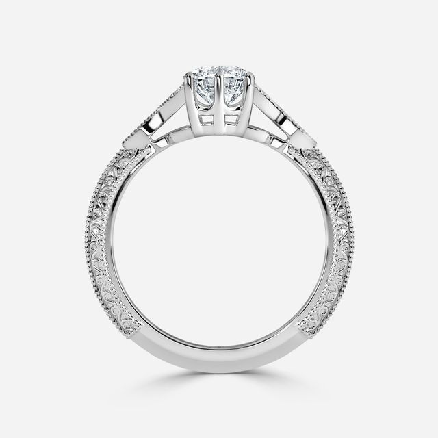 Feis White Gold Grain Set Vintage Engagement Ring