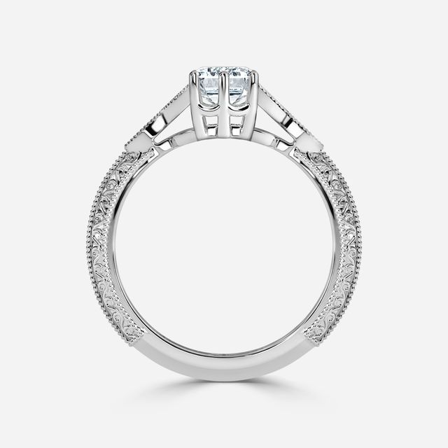 Feis White Gold Grain Set Vintage Engagement Ring