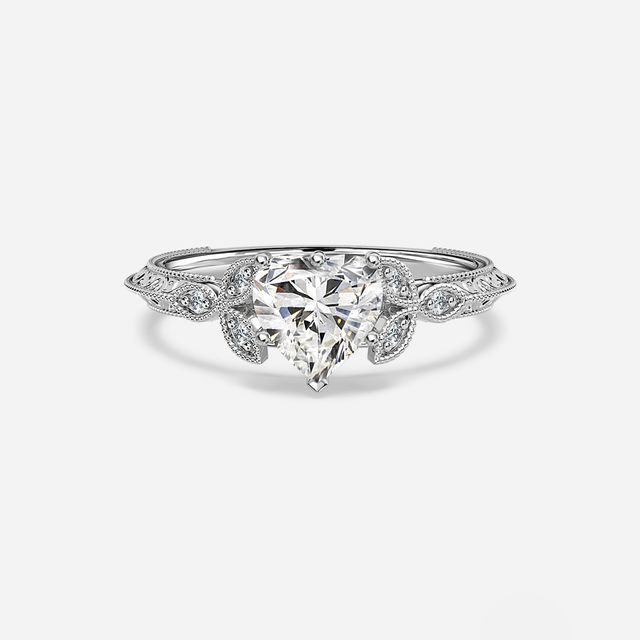Feis Platinum Grain Set Flower Engagement Ring