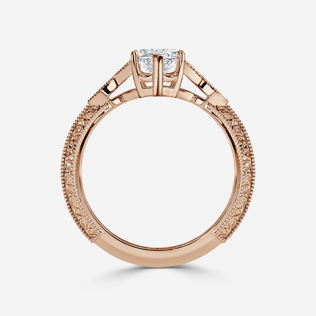Feis Rose Gold Grain Set Flower Engagement Ring
