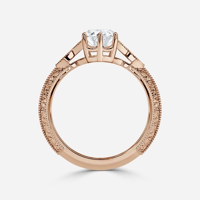 Feis Rose Gold Grain Set Flower Engagement Ring