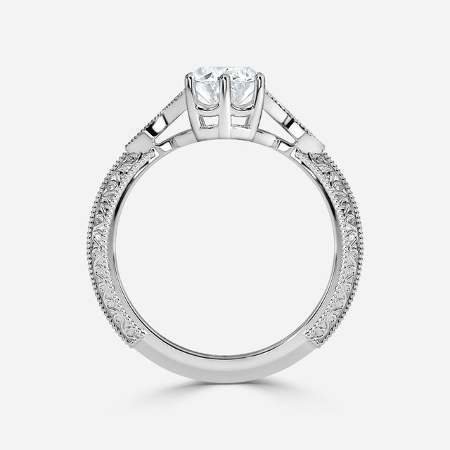 Feis White Gold Grain Set Vintage Engagement Ring