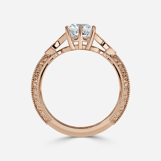 Feis Rose Gold Grain Set Flower Engagement Ring