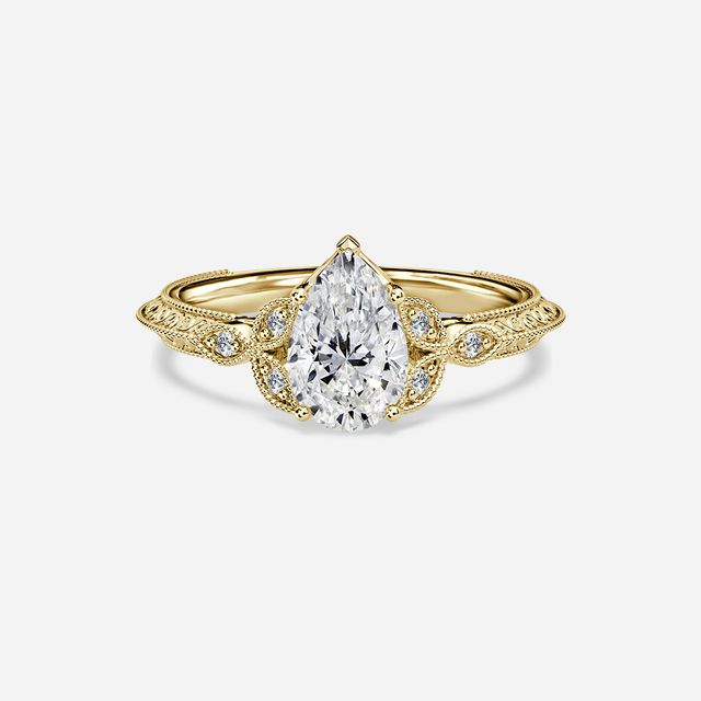 Feis Yellow Gold Grain Set Vintage Engagement Ring