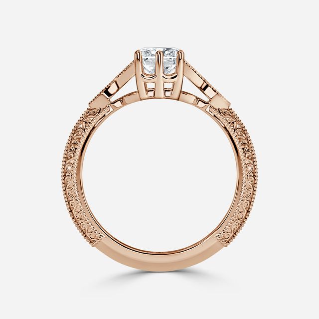 Feis Rose Gold Grain Set Flower Engagement Ring