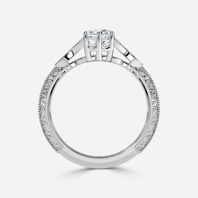 Feis White Gold Grain Set Vintage Engagement Ring