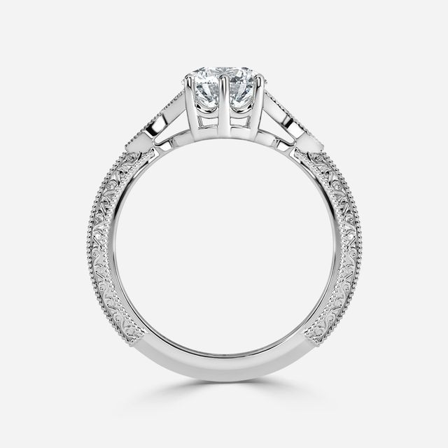 Feis White Gold Grain Set Vintage Engagement Ring