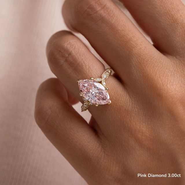 Feis Yellow Gold Grain Set Flower Engagement Ring