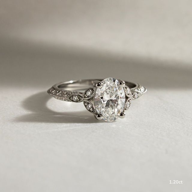 Feis White Gold Grain Set Vintage Engagement Ring