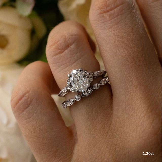 Feis White Gold Grain Set Vintage Engagement Ring