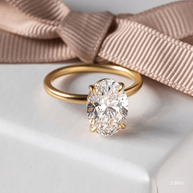 Delaila Yellow Gold Solitaire Engagement Ring Oval Lab Diamond - 2.50ct