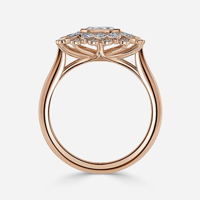 Aelios Rose Gold Floral Engagement Ring