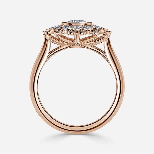 Aelios Rose Gold Floral Engagement Ring