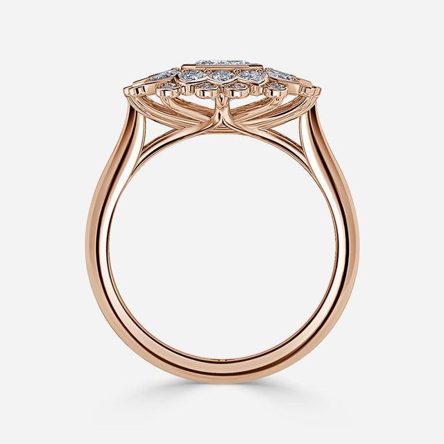 Aelios Rose Gold Floral Engagement Ring